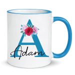 Personalised Initial Name Mug Coloured Inner Handle Custom Coffee Tea Cup Gift - Image 8