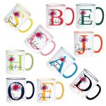 Personalised Initial Name Mug Coloured Inner Handle Custom Coffee Tea Cup Gift