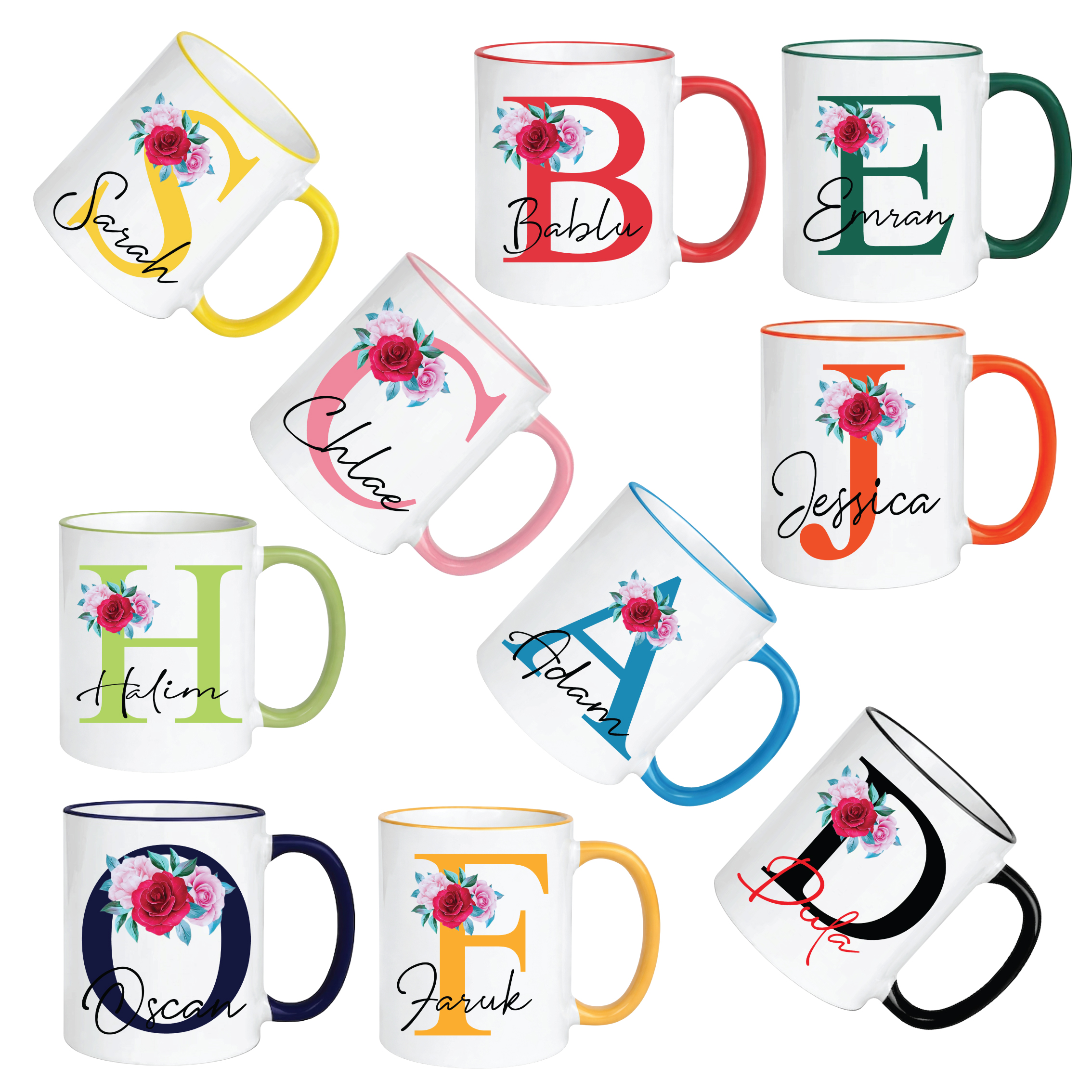 MOCKUPS-10-2-1.jpg Personalised Initial Name Mug Coloured Inner Handle Custom Coffee Tea Cup Gift - Image 1