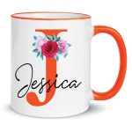 Personalised Initial Name Mug Coloured Inner Handle Custom Coffee Tea Cup Gift - Image 9