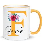 Personalised Initial Name Mug Coloured Inner Handle Custom Coffee Tea Cup Gift - Image 3