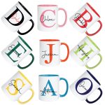 Personalised Initial Name Colour Mug Custom Coffee Tea Cup Gift for Him Her