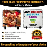 Personalised Photo Slate Square Rock Stone with Stand Custom Any Picture & Text Gift - Image 2