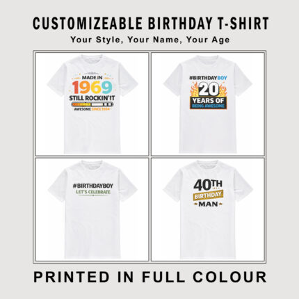Personalised Custom T Shirt Design Photo Text Print Birthday Present Tee Gift