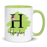 Personalised Mug, Coloured Inner and Handle Mug Stylish Initial with Name, Gift for Valentine’s - Image 9