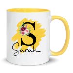 Personalised Mug, Coloured Inner and Handle Mug Stylish Initial with Name, Gift for Valentine’s - Image 8