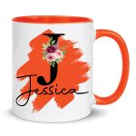 Personalised Mug, Coloured Inner and Handle Mug Stylish Initial with Name, Gift for Valentine’s - Image 11