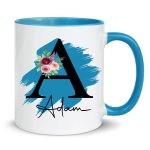 Personalised Mug, Coloured Inner and Handle Mug Stylish Initial with Name, Gift for Valentine’s - Image 2
