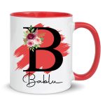 Personalised Mug, Coloured Inner and Handle Mug Stylish Initial with Name, Gift for Valentine’s - Image 3