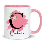 Personalised Mug, Coloured Inner and Handle Mug Stylish Initial with Name, Gift for Valentine’s - Image 4
