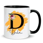Personalised Mug, Coloured Inner and Handle Mug Stylish Initial with Name, Gift for Valentine’s - Image 5