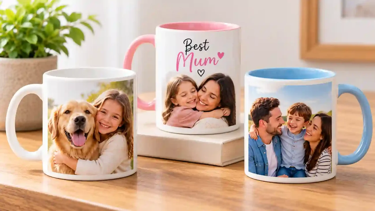 Heartwarming family photo mug with a personalised family picture