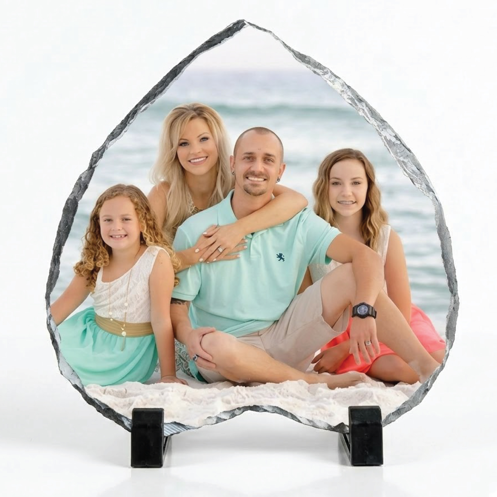 Photo-Frame-1-7.jpg Personalised Photo Picture Rock Slate Custom Any Image Text Gift Heart 20x20CM - Image 1