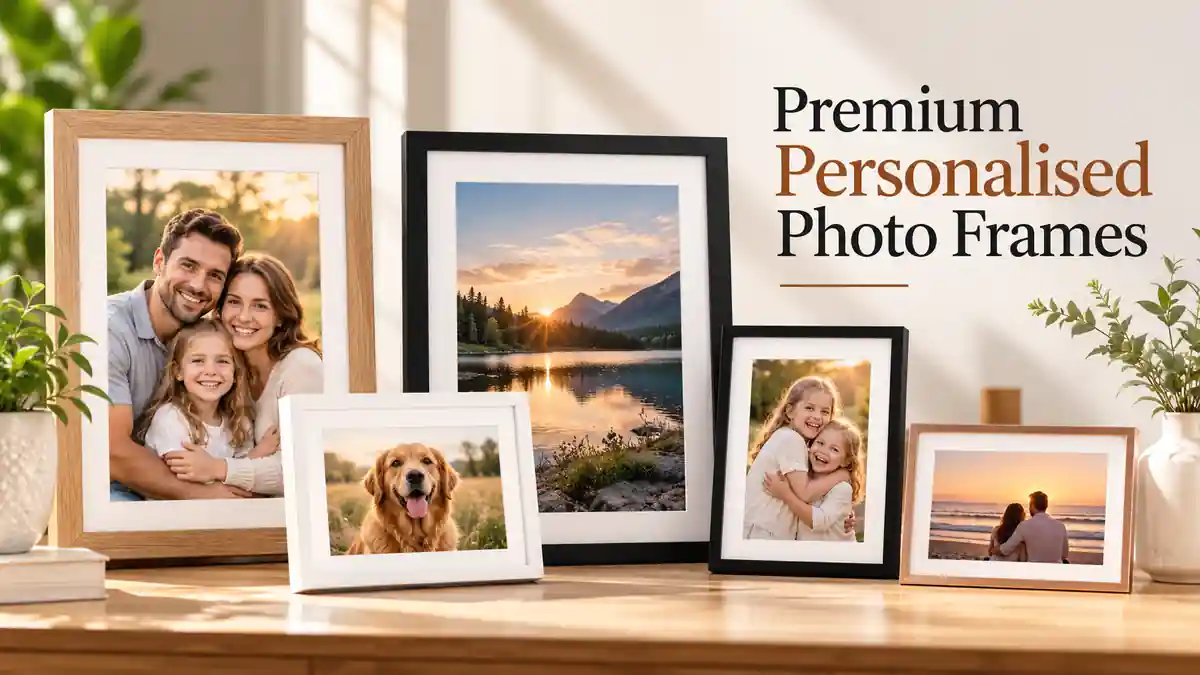 Premium personalised photo frame with a custom photo