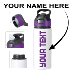 Personalised Water Bottle 600 ml Custom Name Stainless Steel Insulated Straw Lid