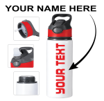 Personalised Water Bottle 600 ml Custom Name Stainless Steel Insulated Straw Lid