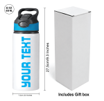 Personalised Water Bottle 600 ml Custom Name Stainless Steel Insulated Straw Lid