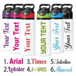 Personalised Water Bottle 600 ml Custom Name Stainless Steel Insulated Straw Lid