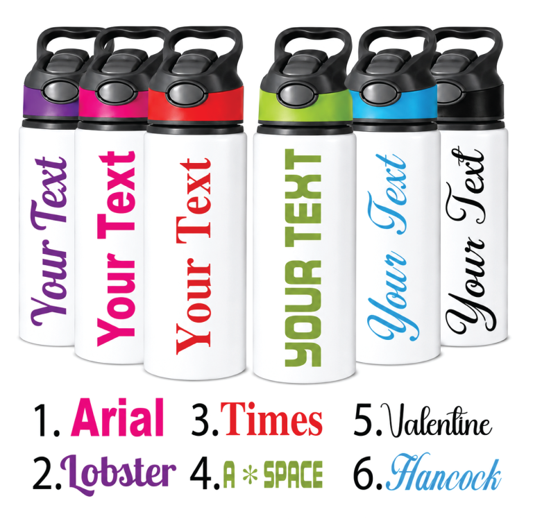 Personalised Water Bottle 600 ml Custom Name Stainless Steel Insulated Straw Lid
