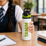 Personalised Water Bottle 600 ml Custom Name Stainless Steel Insulated Straw Lid