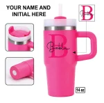 Pink 14oz stainless steel insulated kids tumbler