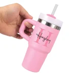 Personalised 14oz stainless steel insulated kids tumbler with straw