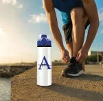 Personalised aluminium water bottle with custom name and initials