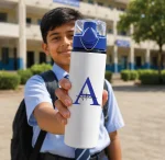 Personalised aluminium water bottle with custom name and initials