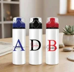 Personalised aluminium water bottle with custom name and initials