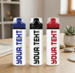 Personalised aluminium water bottle with custom text
