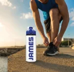 Personalised aluminium water bottle with custom text