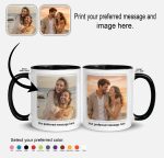 Personalised mug with black inner colour and custom design