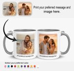 Personalised grey inside colour mug with custom photo or design
