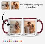 maroon inside colour mug with custom photo design