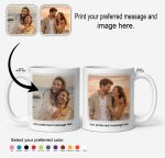 Personalised white mug with coloured inner lining