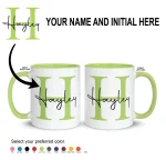 custom light blue mug with name and initial