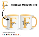 Personalised yellow mug with name and initial