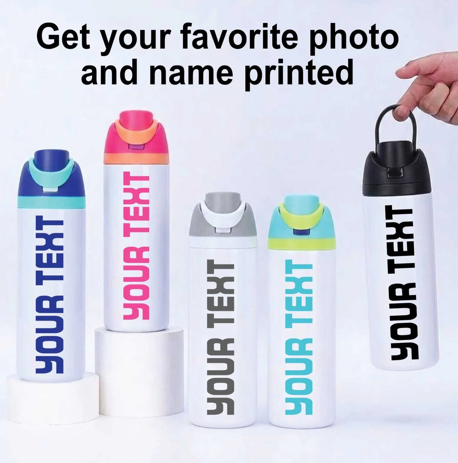 Personalised Stainless Steel Water Bottle with Flip-Top Sip Lid – 24 oz 5 color Mockup Personalised Family Water Bottle