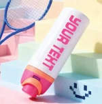 pink water bottle featuring a custom personalised design