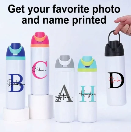 White water bottle featuring a personalised design