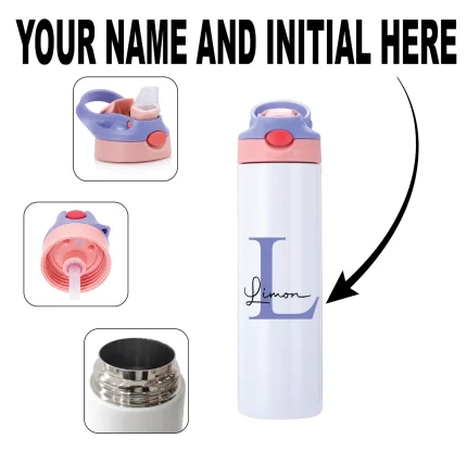 Pink personalised water bottle