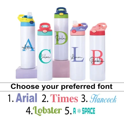 Personalised water bottle with custom name design